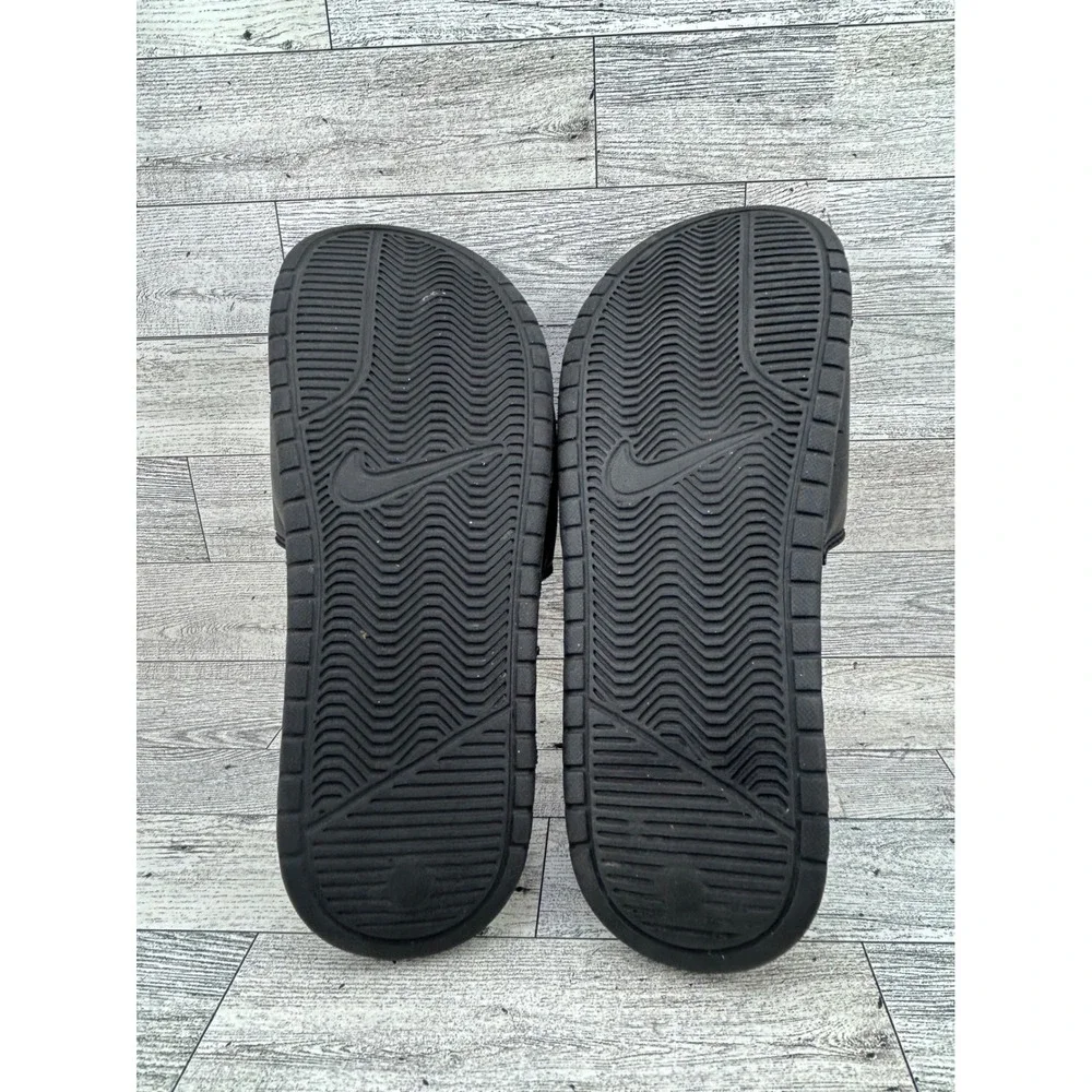 Nike Benassi JDI Black White Swoosh Slide Sandals 343880-011 Men Sz 8